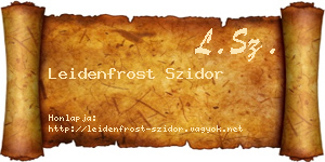 Leidenfrost Szidor névjegykártya